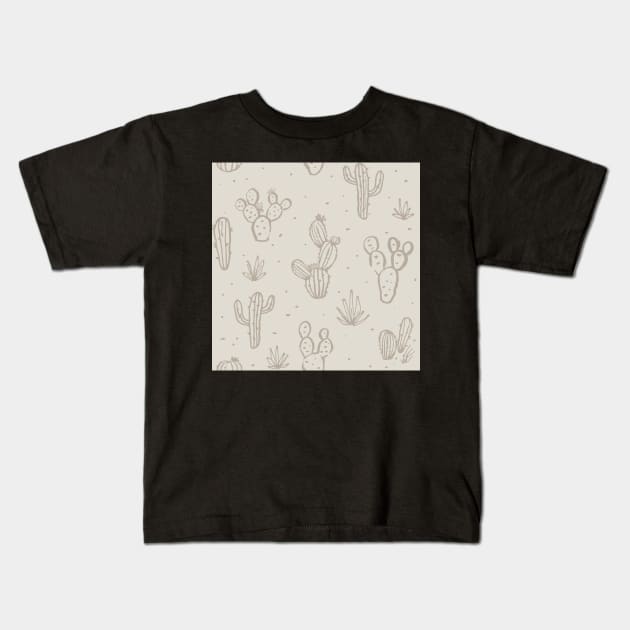 Inked Cacti - beige southwest desert Kids T-Shirt by SugarPineDesign